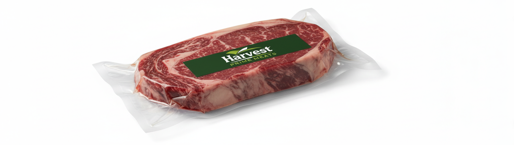 1-inch ribeye steak vacuum sealed - angled view