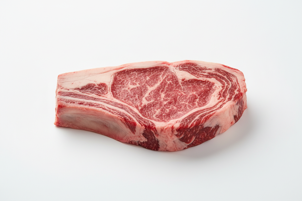 Raw bone-in ribeye steak