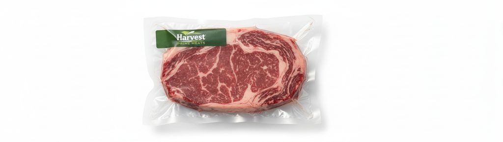 Vacuum-sealed ribeye steak - top view