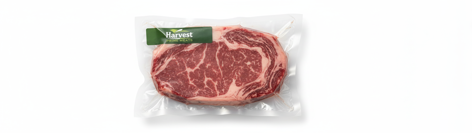 Vacuum-sealed ribeye steak - top view